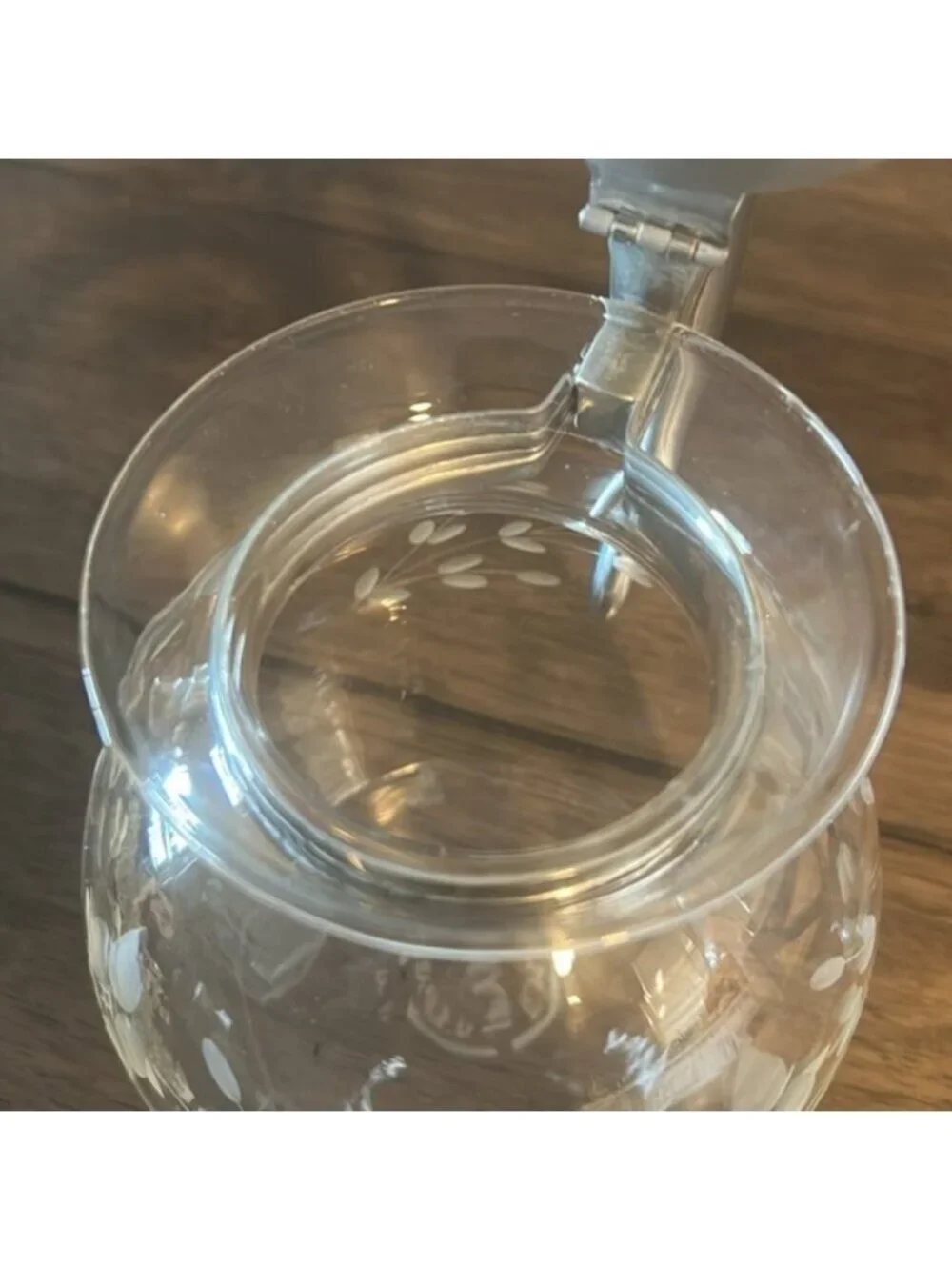 Elegant Silver and Clear Glass Pitcher VTGE PYREX TEAPOT 30'S